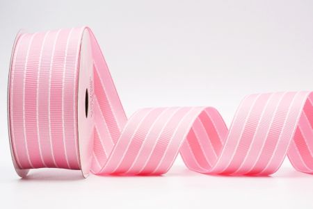 Полосатая тканая ленточка с вышитыми швами_K1740 розовая